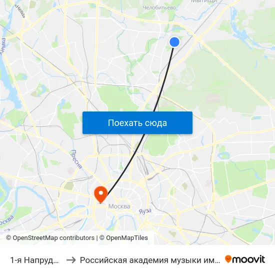 1-я Напрудная ул. to Российская академия музыки имени Гнесиных map
