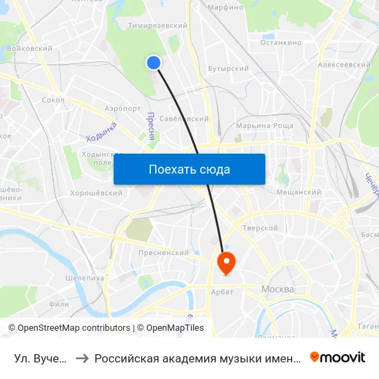 Ул. Вучетича to Российская академия музыки имени Гнесиных map