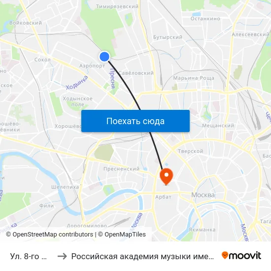 Ул. 8-го Марта to Российская академия музыки имени Гнесиных map