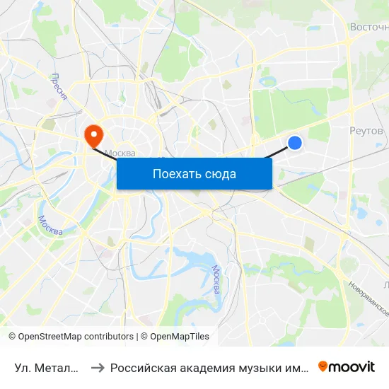 Ул. Металлургов to Российская академия музыки имени Гнесиных map