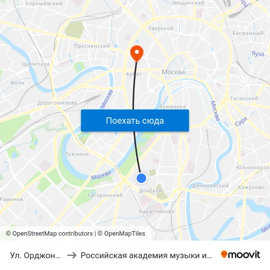 Ул. Орджоникидзе to Российская академия музыки имени Гнесиных map