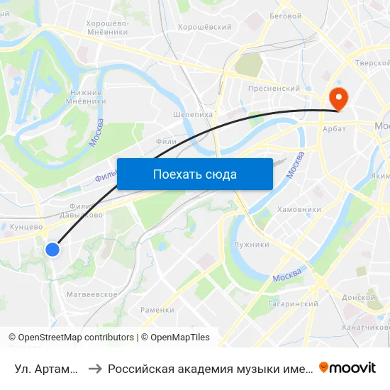 Ул. Артамонова to Российская академия музыки имени Гнесиных map