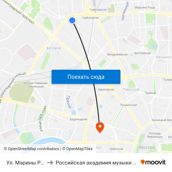 Ул. Марины Расковой to Российская академия музыки имени Гнесиных map