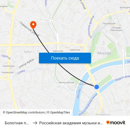 Болотная площадь to Российская академия музыки имени Гнесиных map