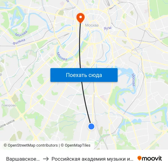 Варшавское ш., 125 to Российская академия музыки имени Гнесиных map