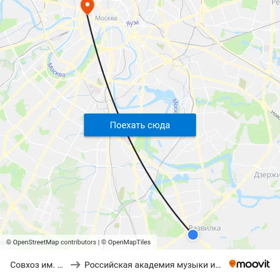 Совхоз им. Ленина to Российская академия музыки имени Гнесиных map
