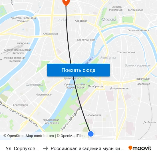 Ул. Серпуховский Вал to Российская академия музыки имени Гнесиных map