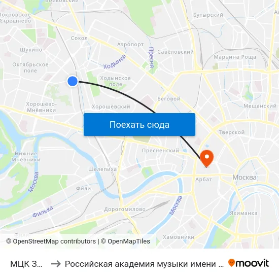 МЦК Зорге to Российская академия музыки имени Гнесиных map