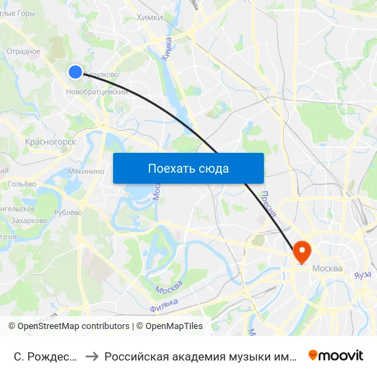 С. Рождествено to Российская академия музыки имени Гнесиных map