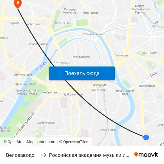 Велозаводская ул. to Российская академия музыки имени Гнесиных map