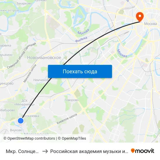 Мкр. Солнцево-Парк to Российская академия музыки имени Гнесиных map