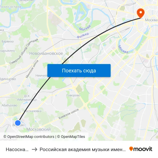 Насосная ул. to Российская академия музыки имени Гнесиных map