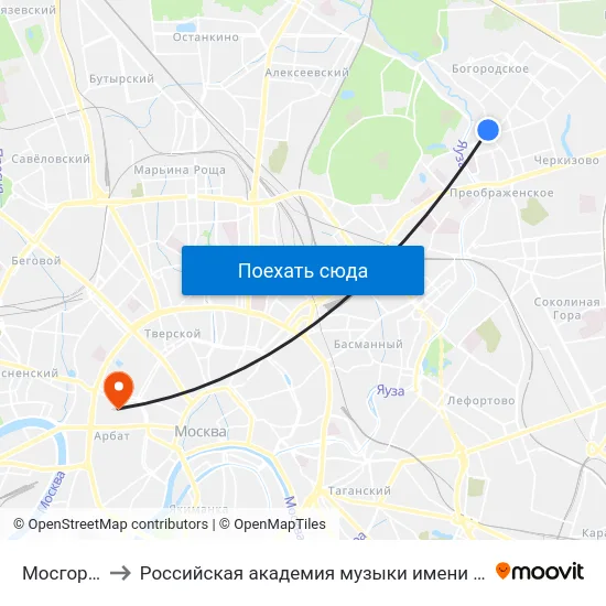 Мосгорсуд to Российская академия музыки имени Гнесиных map