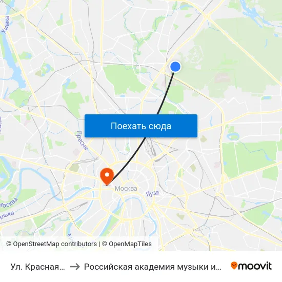 Ул. Красная Сосна to Российская академия музыки имени Гнесиных map