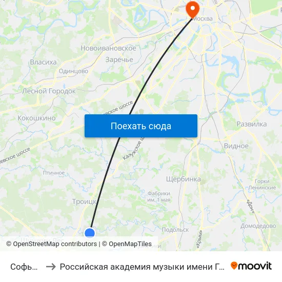 Софьино to Российская академия музыки имени Гнесиных map