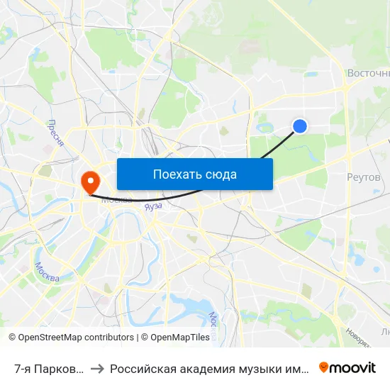 7-я Парковая ул. to Российская академия музыки имени Гнесиных map