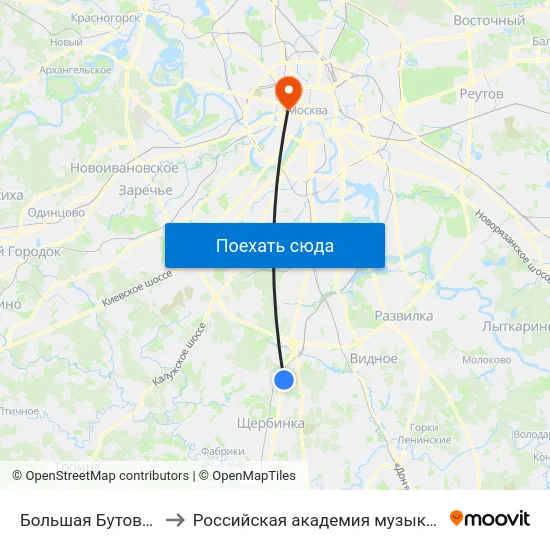 Большая Бутовская улица to Российская академия музыки имени Гнесиных map