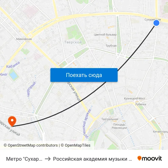 Метро "Сухаревская" to Российская академия музыки имени Гнесиных map