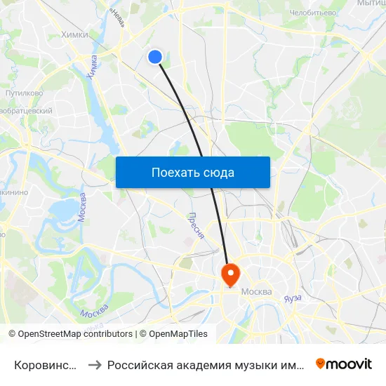 Коровинское ш. to Российская академия музыки имени Гнесиных map