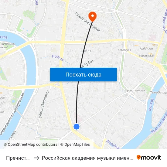 Пречистенка to Российская академия музыки имени Гнесиных map