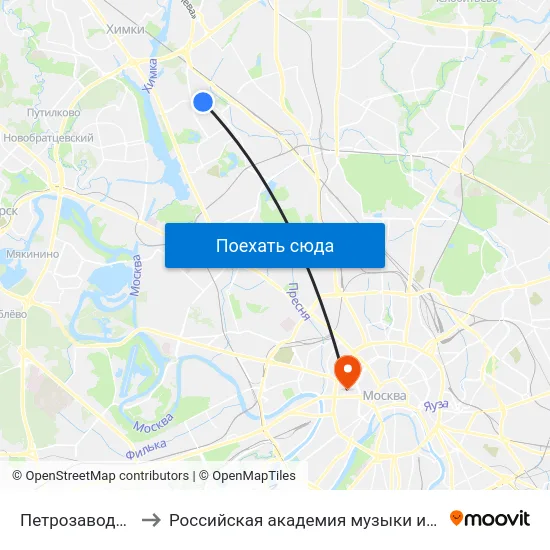Петрозаводская ул. to Российская академия музыки имени Гнесиных map