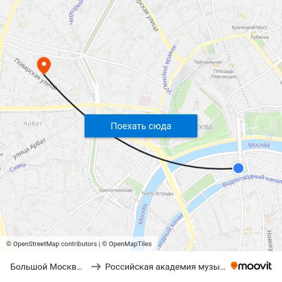 Большой Москворецкий мост to Российская академия музыки имени Гнесиных map