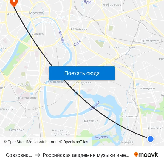 Совхозная ул. to Российская академия музыки имени Гнесиных map