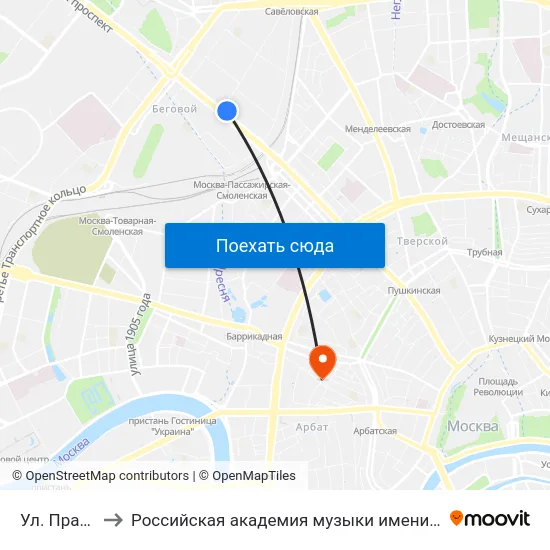 Ул. Правды to Российская академия музыки имени Гнесиных map