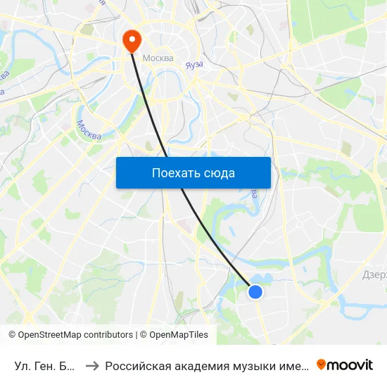 Ул. Ген. Белова to Российская академия музыки имени Гнесиных map