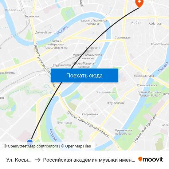 Ул. Косыгина to Российская академия музыки имени Гнесиных map