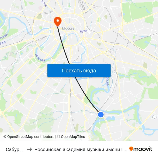 Сабурово to Российская академия музыки имени Гнесиных map