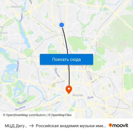 МЦД Дегунино to Российская академия музыки имени Гнесиных map