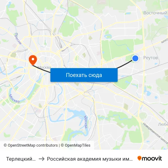 Терлецкий Парк to Российская академия музыки имени Гнесиных map