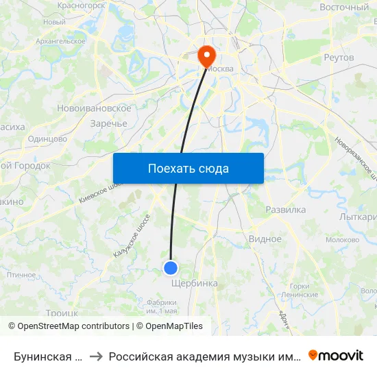 Бунинская Аллея to Российская академия музыки имени Гнесиных map