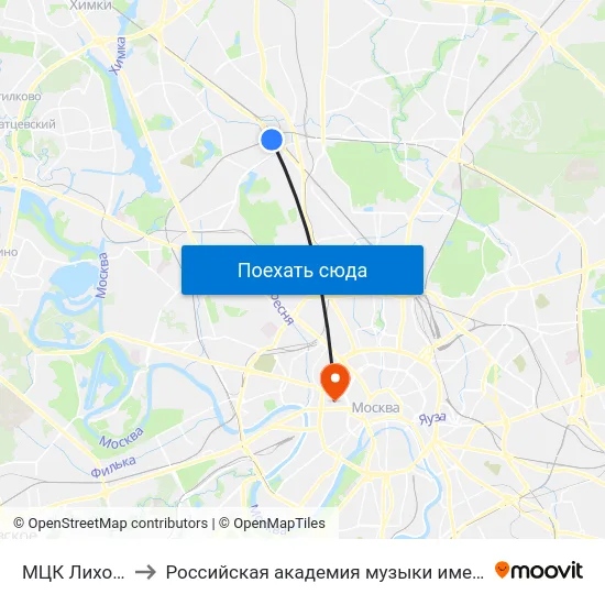 МЦК Лихоборы to Российская академия музыки имени Гнесиных map