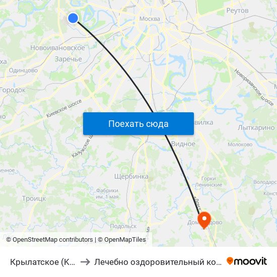 Крылатское (Krylatskoe) to Лечебно оздоровительный комплекс ""Бобер"" map