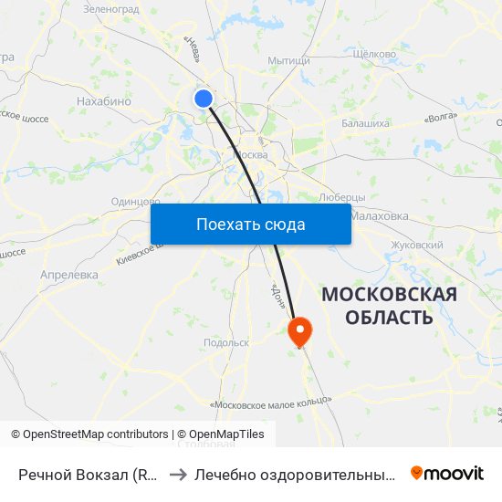 Речной Вокзал (Rechnoy Vokzal) to Лечебно оздоровительный комплекс ""Бобер"" map