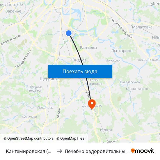 Кантемировская (Kantemirovskaya) to Лечебно оздоровительный комплекс ""Бобер"" map