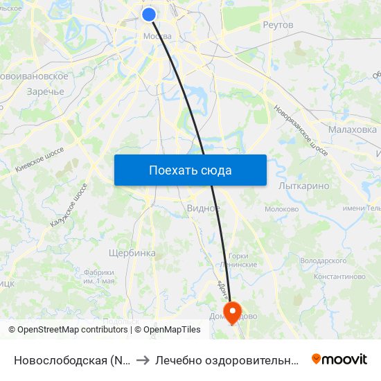 Новослободская (Novoslobodskaya) to Лечебно оздоровительный комплекс ""Бобер"" map