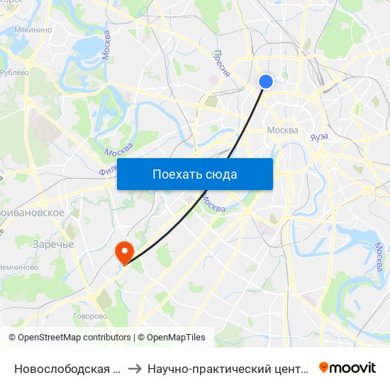 Новослободская (Novoslobodskaya) to Научно-практический центр детской психоневрологии map