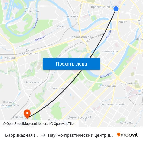 Баррикадная (Barrikadnaya) to Научно-практический центр детской психоневрологии map