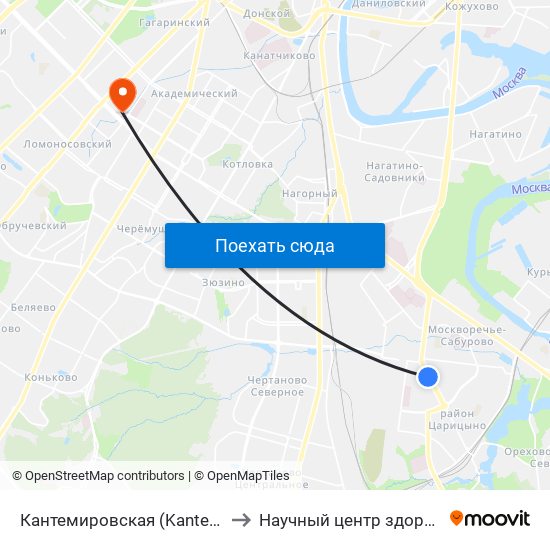 Кантемировская (Kantemirovskaya) to Научный центр здоровья детей map