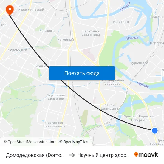 Домодедовская (Domodedovskaya) to Научный центр здоровья детей map