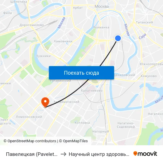 Павелецкая (Paveletskaya) to Научный центр здоровья детей map