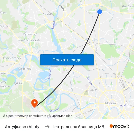 Алтуфьево (Altufyevo) to Центральная больница МВД РФ map