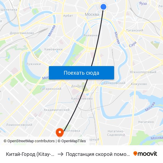 Китай-Город (Kitay-Gorod) to Подстанция скорой помощи №13 map