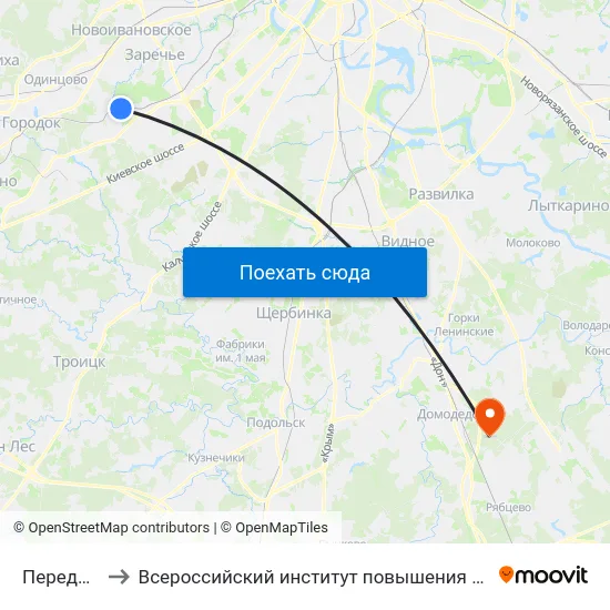 Переделкино to Всероссийский институт повышения квалификации МВД РФ map