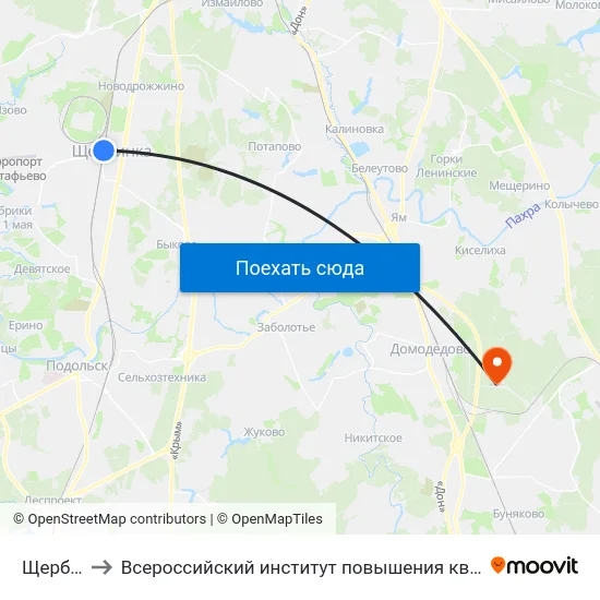 Щербинка to Всероссийский институт повышения квалификации МВД РФ map