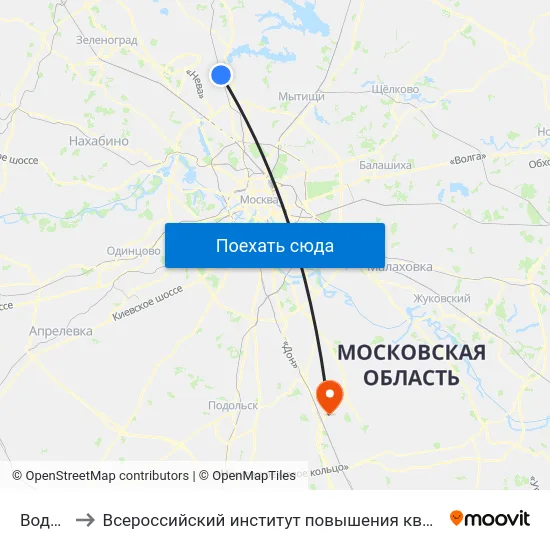 Водники to Всероссийский институт повышения квалификации МВД РФ map