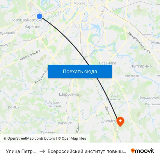 Улица Петра Алексеева to Всероссийский институт повышения квалификации МВД РФ map